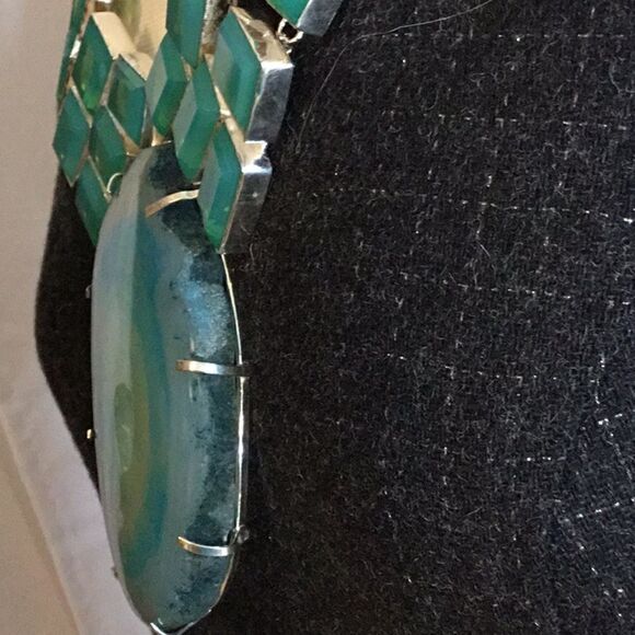 HUGE AQUA CONDOR AGATE & KUNZITE NECKLACE - Picture 13 of 15